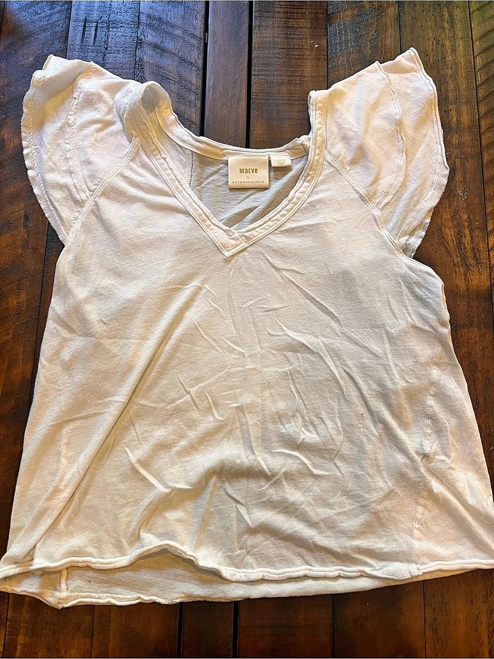Maeve Ruffle Sleeve Top in Pink Large Like New